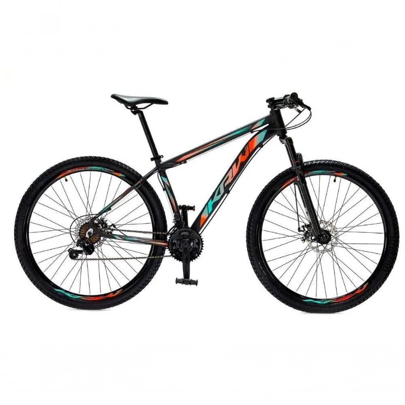 Bicicleta Aro 29 Krw Alumínio 24 Vel Freio A Disco Suspensão Dianteira S1 19 Preto-Azul E Laranja
