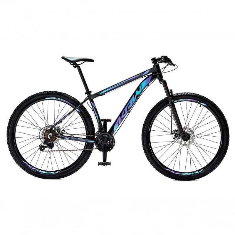 Bicicleta Aro 29 Krw Alumínio 27 Vel Freio Hidráulico Suspensão Dianteira S8 19 Preto-Azul E Roxo
