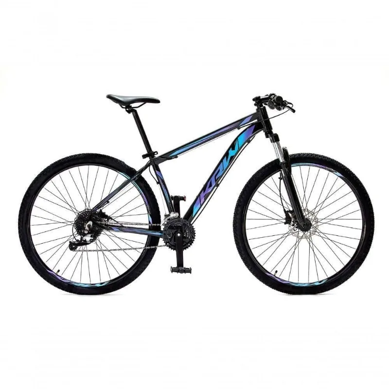 Bicicleta Aro 29 Krw Alumínio 27 Vel Freio Hidráulico Suspensão Com Trava S9 19 Preto-Azul E Roxo