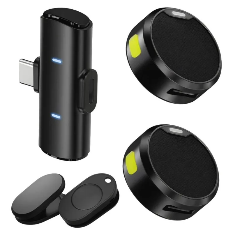 Kit Microfone Lapela Sem Fio Usb C Para Gravação Profissional Com Redução De Ruídos Mdm