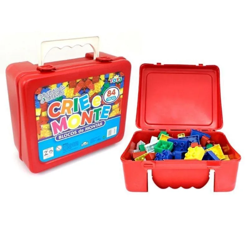 Maleta Crie E Monte Blocos De Montar 84 Peças Mini Toys