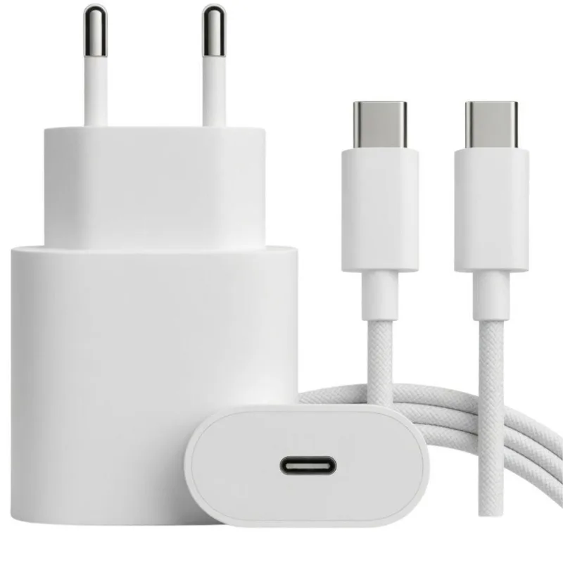 Fonte Usb-c Mdm Power Delivery Para Celular Carregamento Rápido Branco Com 2 Cabos