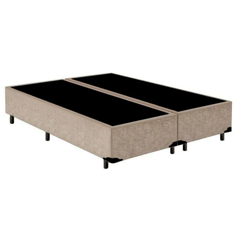 Cama Box Casal Bipartido Suede Mega Cama Bege 138x188x42cm - OUTRAS - Colchões