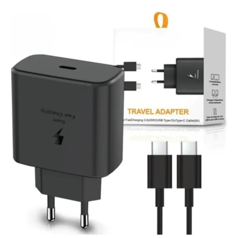 Fonte Turbo Usb-c Para Celular Android Iphone Parede Preto