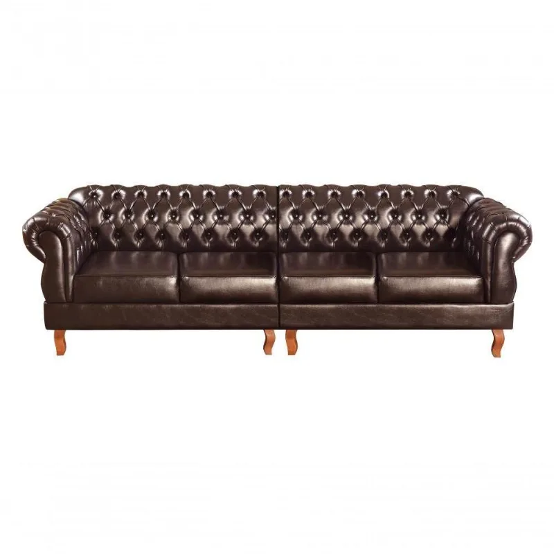 Sofá Duquesa 4 Lugares 250CM Café Couríssimo Café 015 Couro Sintético Bella Decor