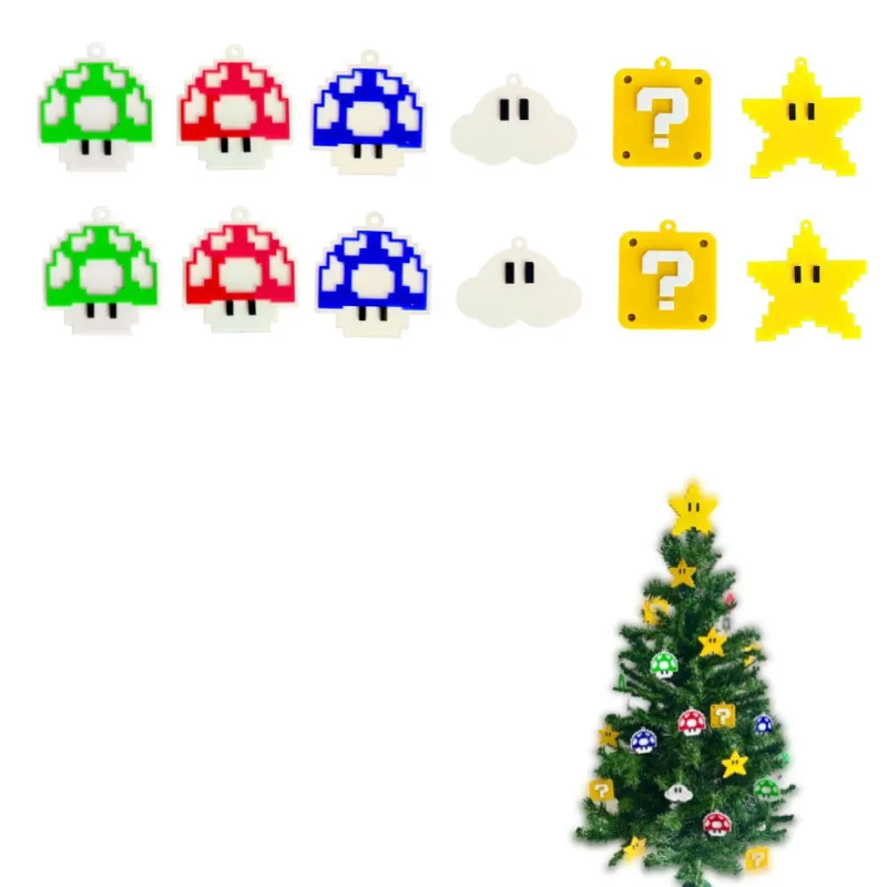 Kit c/ 12 Enfeites De Natal Super Mario Estrela Arvore