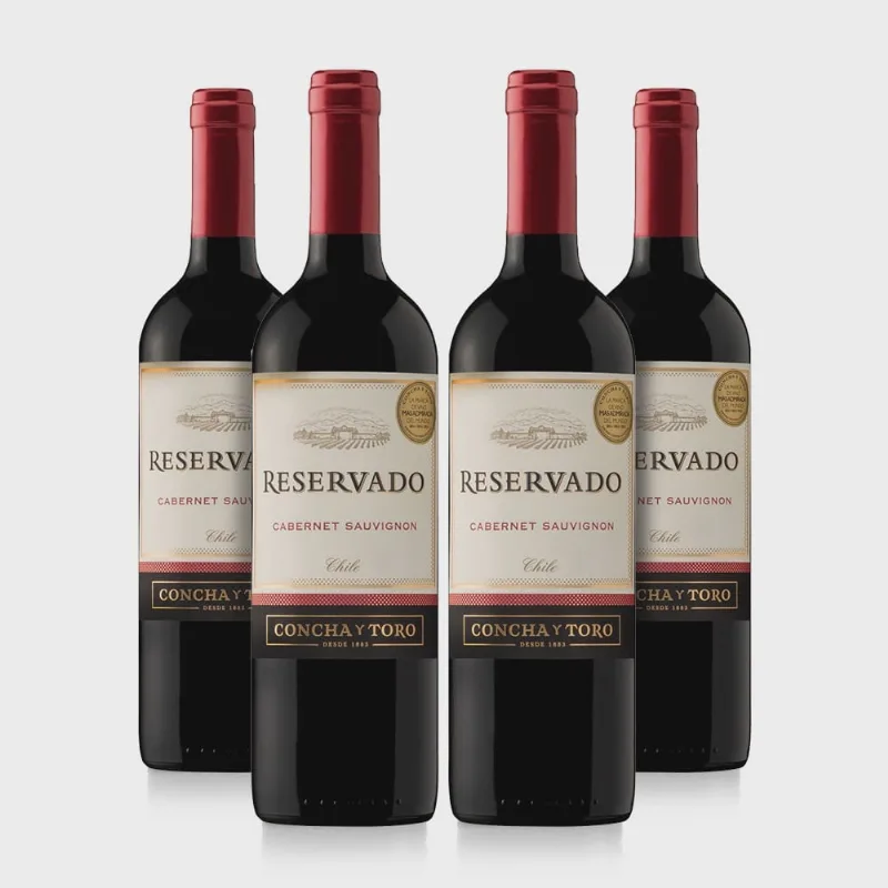 4 Garrafas de Vinho Chileno Concha Y Toro Reservado Cabernet Sauvignon 750ml.