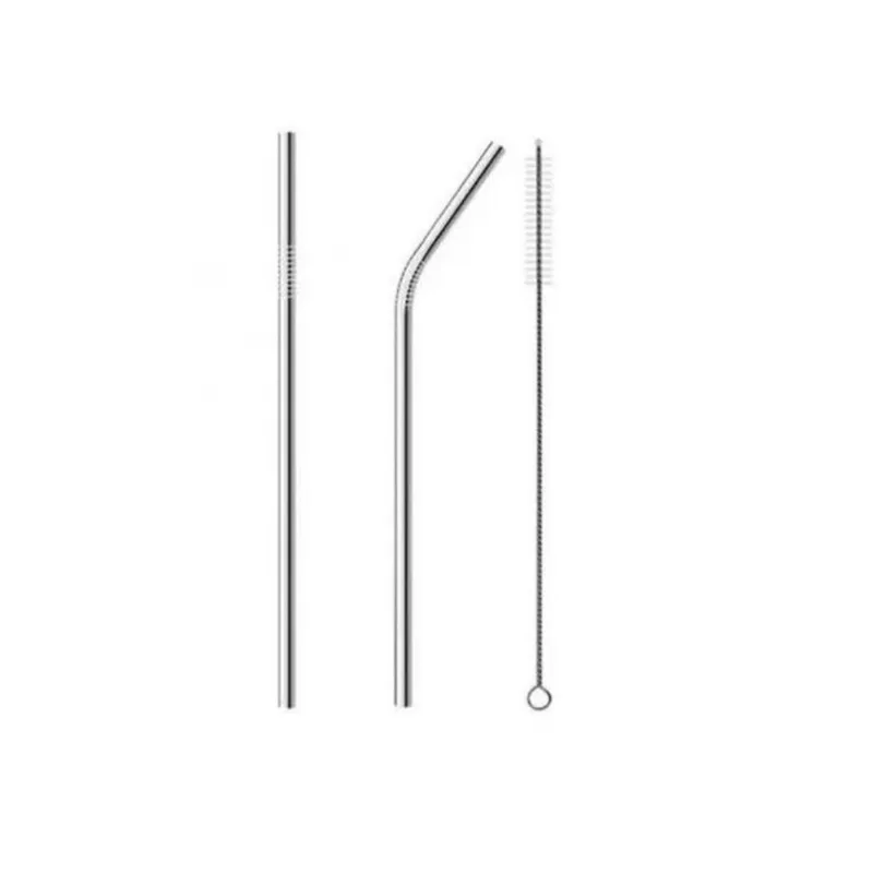 Kit 2 Canudos Inox E Escova