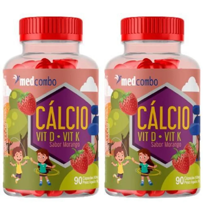 Kit 2 Cálcio Infantil Suplemento Vitamina D E K 600mg