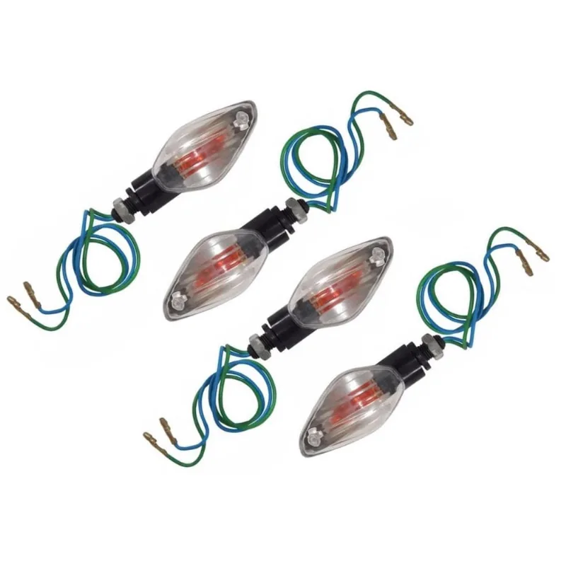 Kit Mini Pisca Lente Cristal Cg Titan Fan Bros 125 150 4 Pçs