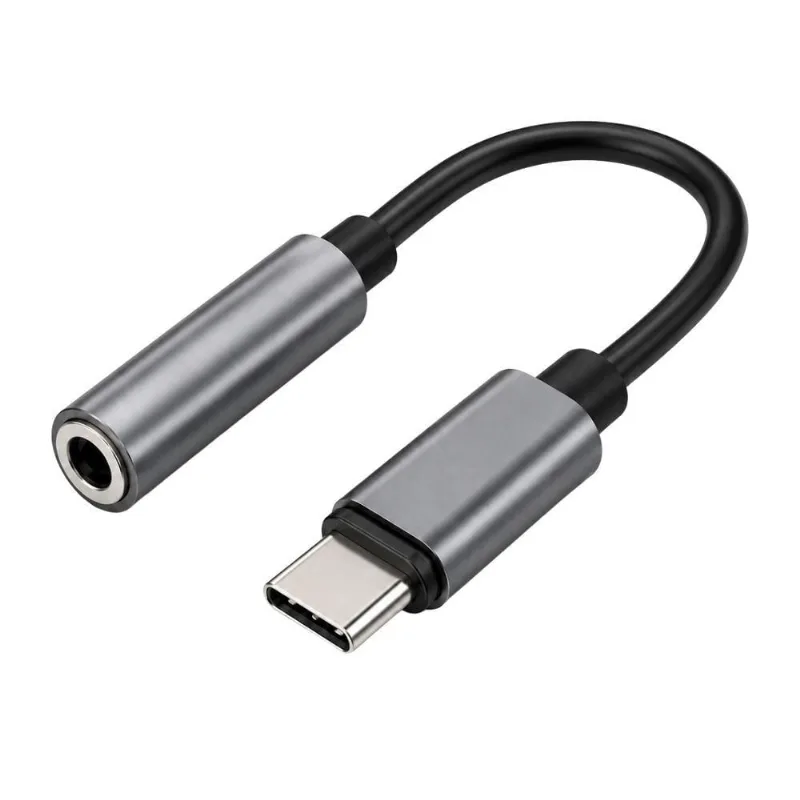 Conversor Tipo C para P2 3,5mm MDM para Áudio Compatível com Dispositivos Usb C Preto