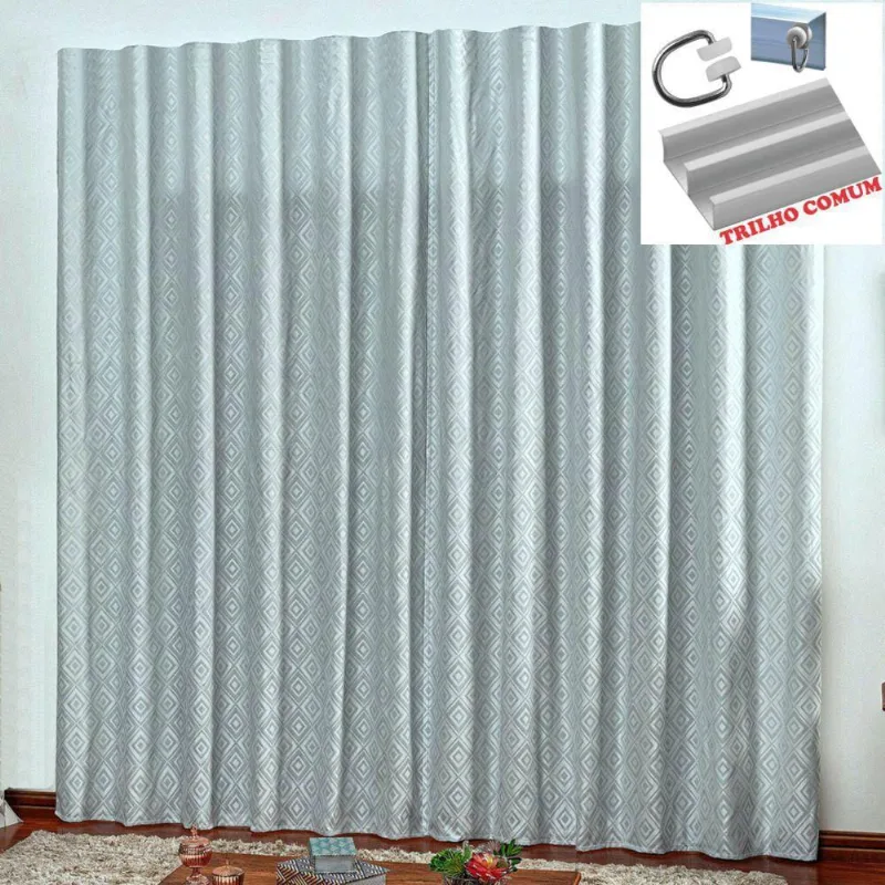Cortina Em Degradê 2 00 X 1 70 Para Trilho Comum Cinza