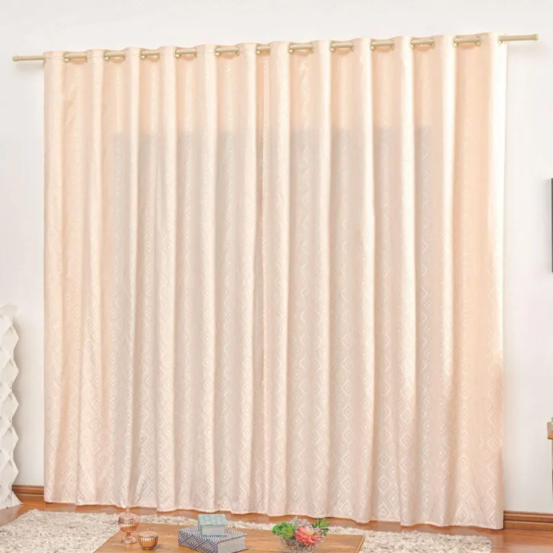 Cortina Em Jacquard Degradê 2 00 X 1 70 Para Varão Palha