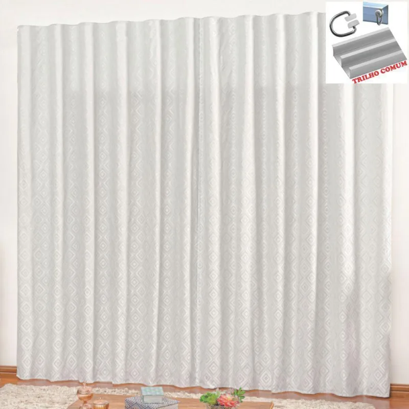 Cortina Em Degradê 3 00 X 2 70 Para Trilho Comum Branca