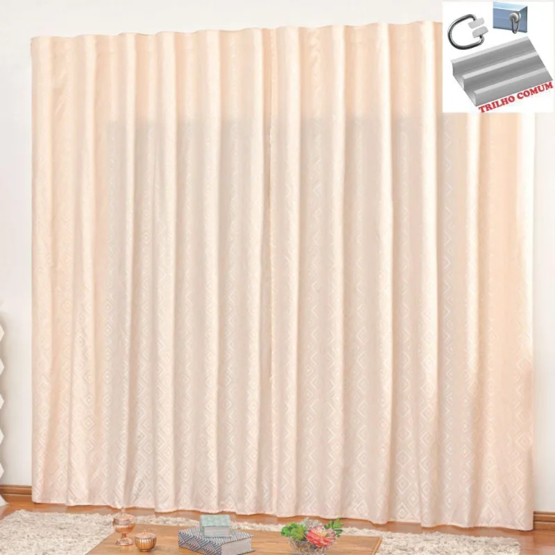 Cortina Em Degradê 3 00 X 2 70 Para Trilho Comum Palha