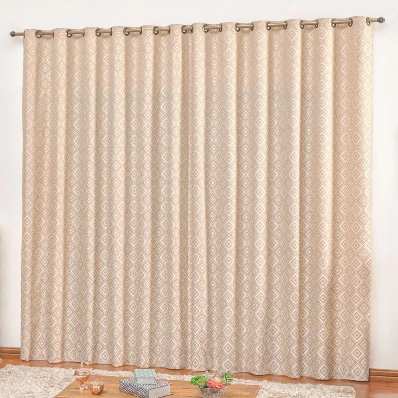 Cortina Em Jacquard Degradê 3 00 X 2 70 Para Varão Avelã