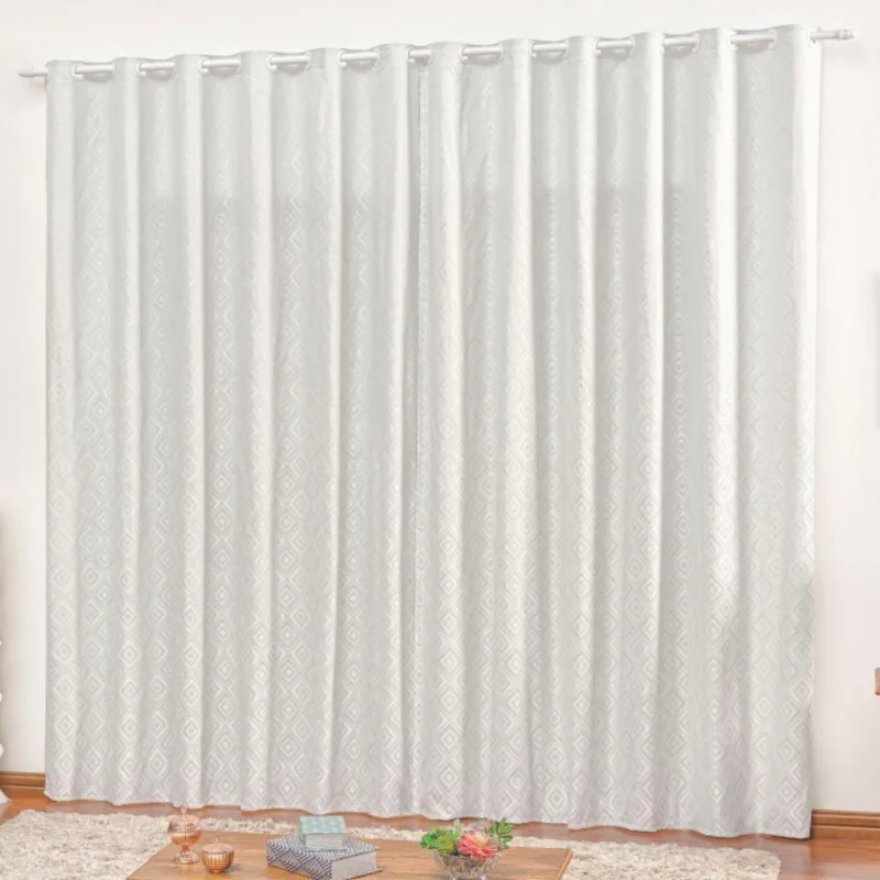 Cortina Em Jacquard Degradê 4 00 X 2 70 Para Varão Branca