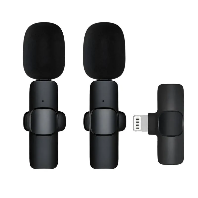 Kit Microfone De Lapela Sem Fio Mdm Para Gravação Com 2 Unidades E Conector Lightning