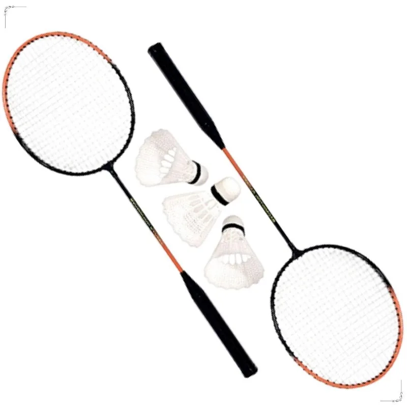 Kit Raquete Badmington Com 2 Raquetes E 3 Peteca - Vermelho