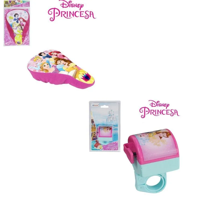 Capa Selim Bicicleta Infantil Rosa + Buzina Bike Princesas