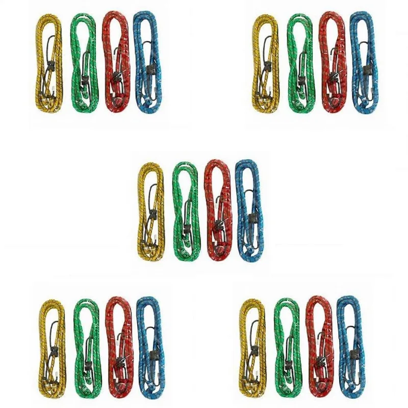 Kit Com 20 Corda Extensor Gancho Bagageiro Bike Moto 1,20m
