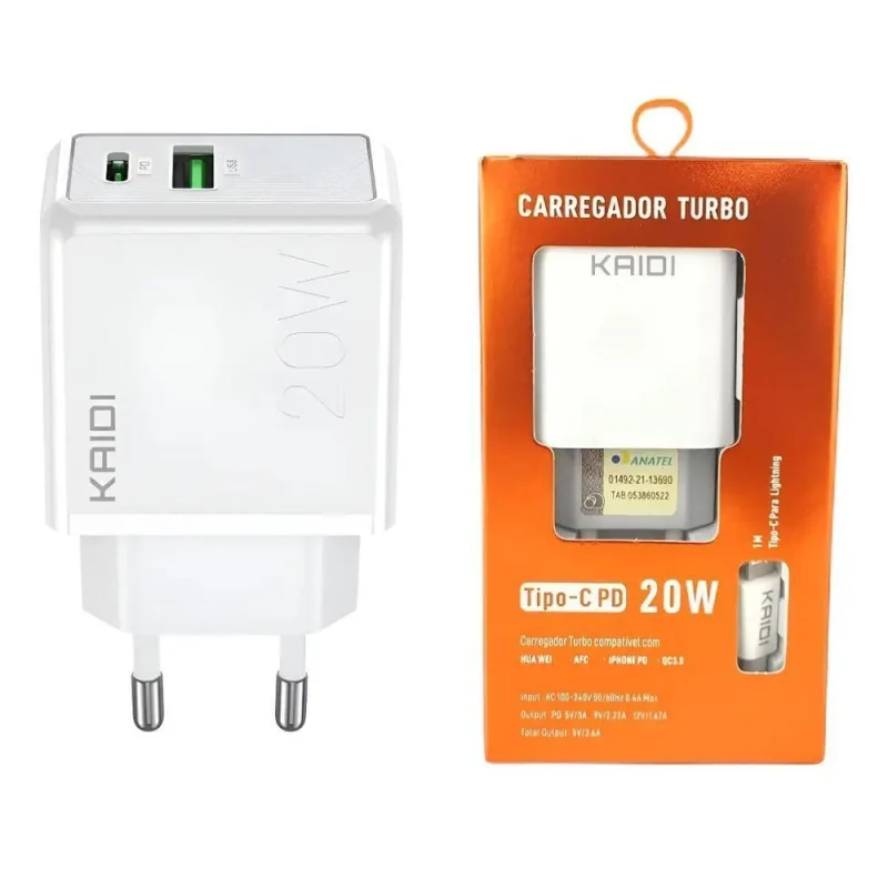 Fonte Carregador Lightning 20W MDM Alta Eficiência Energética com Cabo para Dispositivos com Conexão - MDM - Instrumentos Musicais