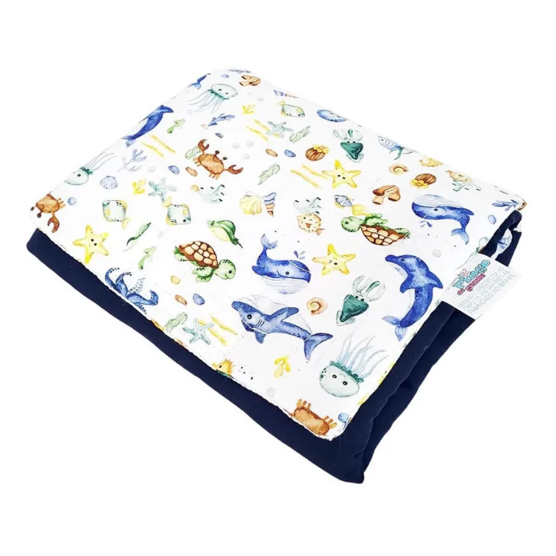 Trocador Portátil Bebê Menino Fundo Do Mar Marinho 2 Bolsos