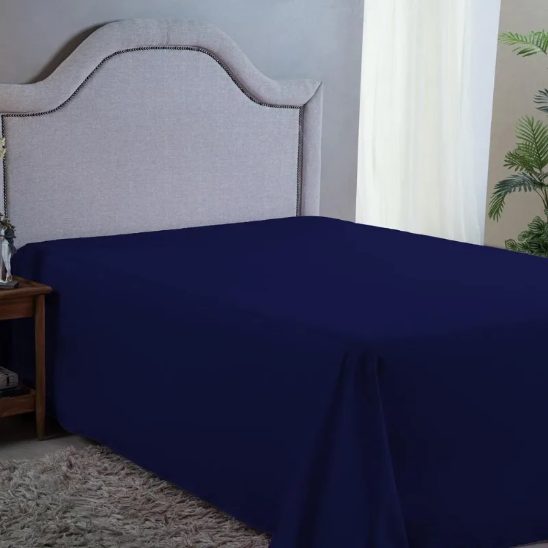 Lençol Casal Premium 400 Fios Azul Marinho 2,50m X 2,00m