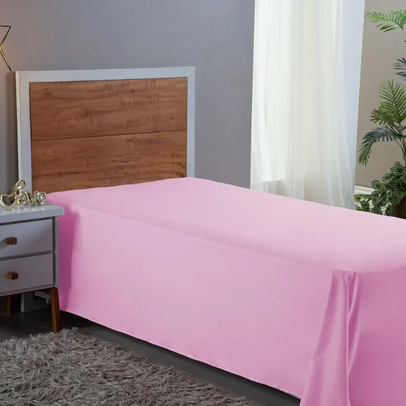 Lençol Solteiro Sem Elástico 400 Fios Rosa 2,50m X 1,50m