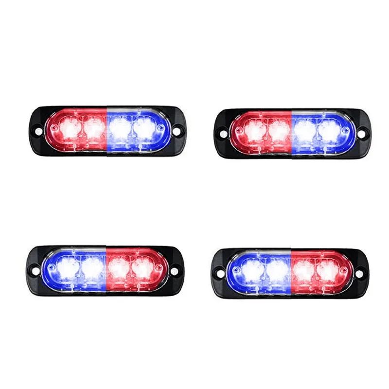 Strobo Automotivo 2 Cores Em 1 Com 16 Modos De Pisca 4 Leds