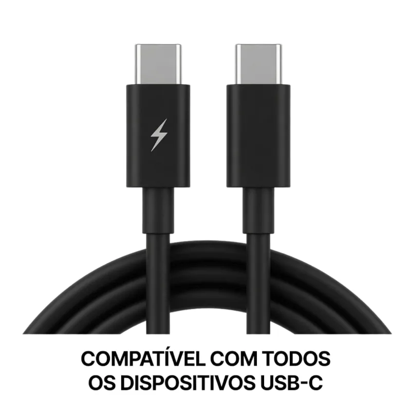Cabo Blindado USB Tipo C Turbo 1 Metro Preto Durabilidade - MDM - Telefonia Fixa