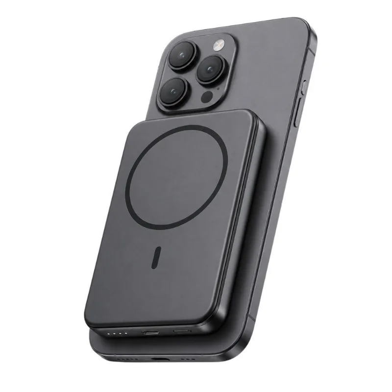 Carregador por Indução Portátil MDM Power Bank Qi 5000mAh para Celular Preto