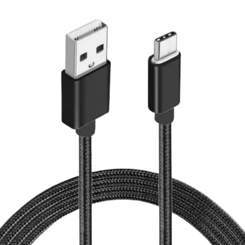 Cabo Usb Nylon 1m Para Samsung A22 - 5g - Compatível Preto