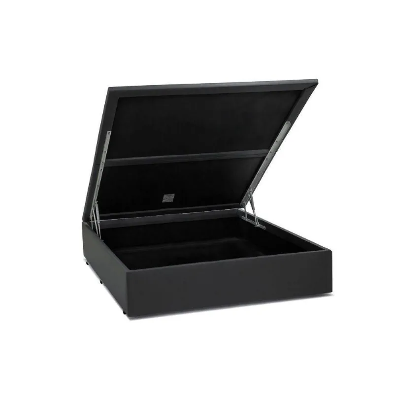 Cama Box Baú Casal Extremo Reforçado King Design Sintético Cinza 138x188x41