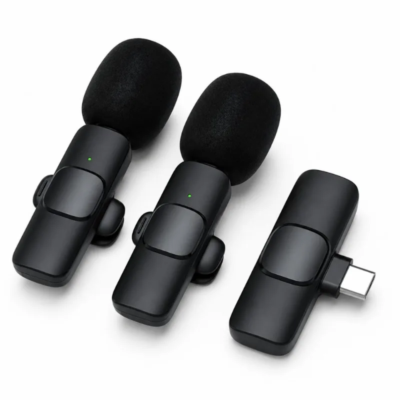 Kit 2 Microfones Lapela Sem Fio Type C Captação Total HD