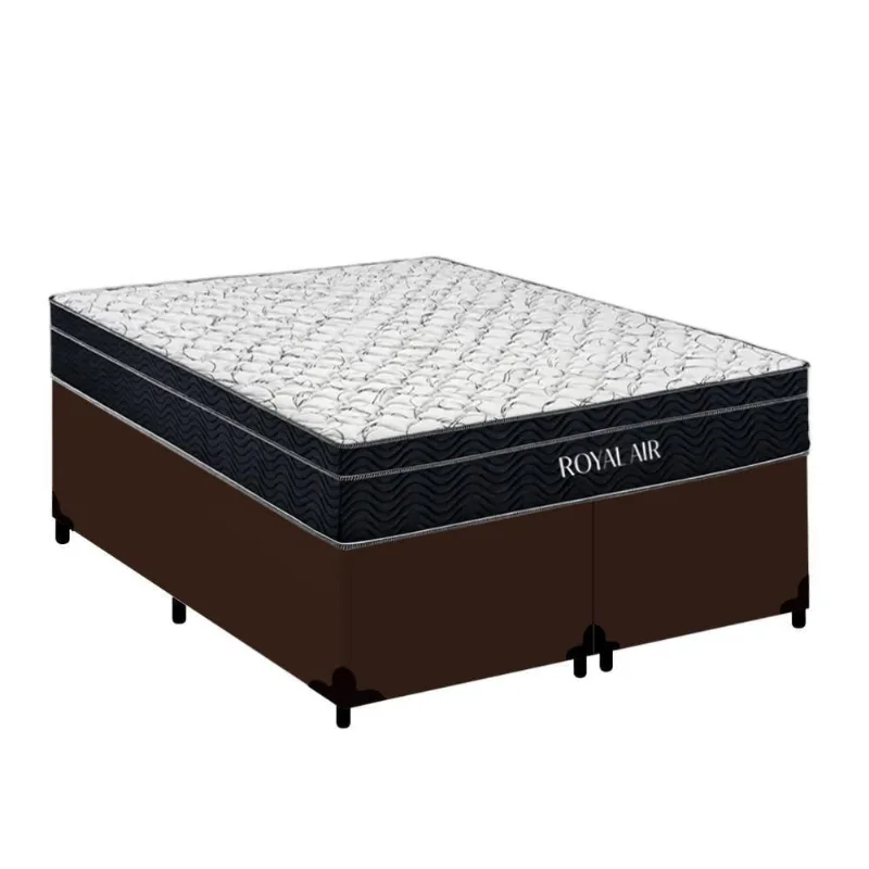 Cama Box com Colchão Casal Royal Air Molas Ensacadas Pillow Top Royal Sleep