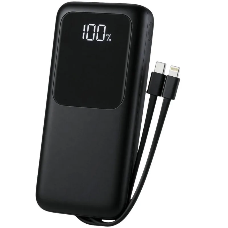 Powerbank MDM para Iphone com Display Digital e Kit Cabo Lightning e Usb-c Preto