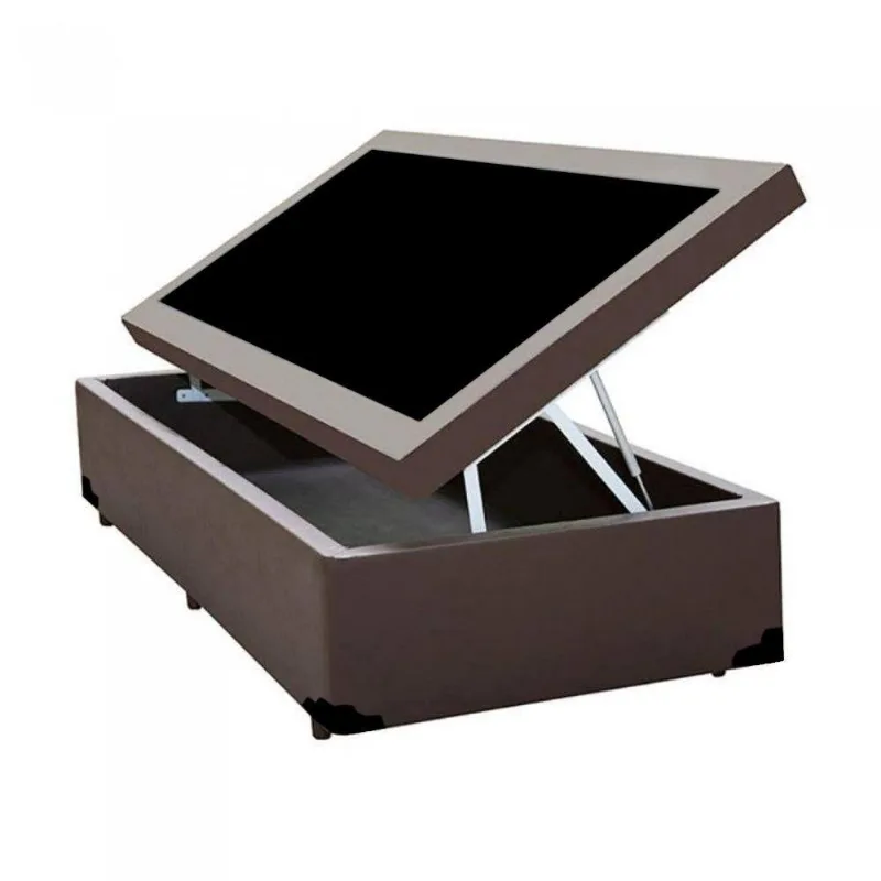 Cama Box Baú Blindado Solteirão King Design Sintético Marrom 96x203x41