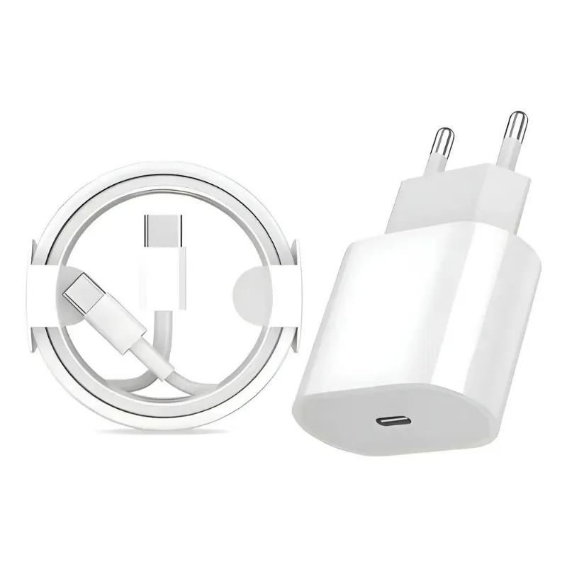 Carregador Parede USB-C Branco com Cabos Rápido