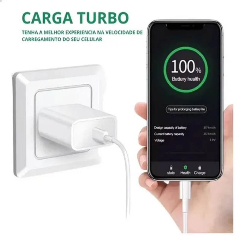 Kit Carregador Turbo 20W + Com Cabo Lightning - Rápido e Turbo