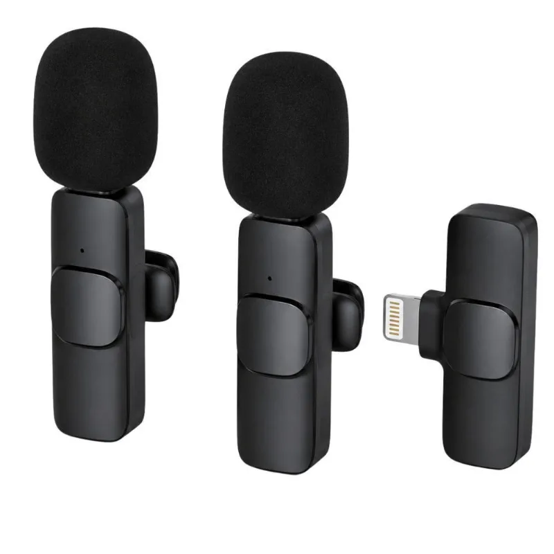Kit Microfone De Lapela 2 Em 1 Para Shorts Com Entrada Lightning Recarregável Mdm