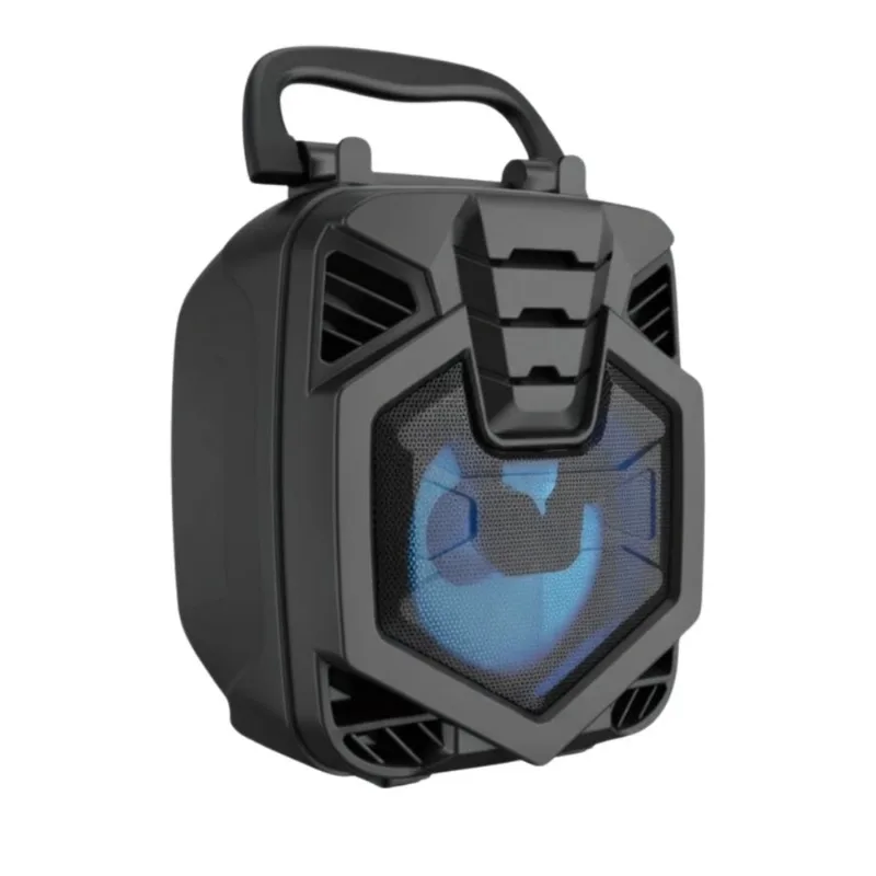 Caixa Portátil de Som Bluetooth LED Azul com Alça Resistente