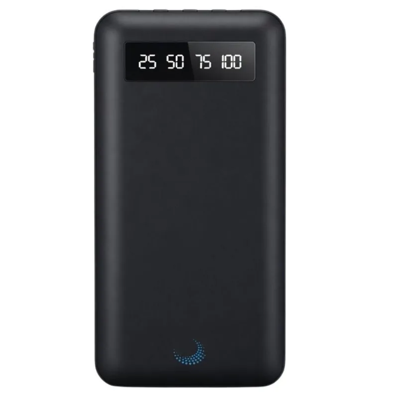 Power Bank MDM Moderno Fosco com Logo Led Azul com Display Digital Led Preto
