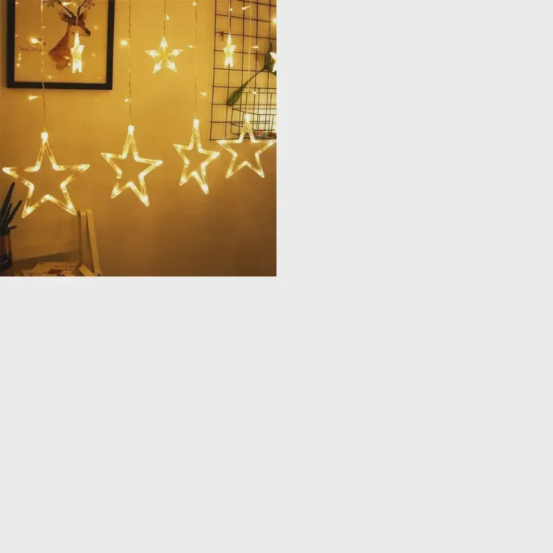 Cascata Led Com Estrelas Decoração 8 Funções Branco