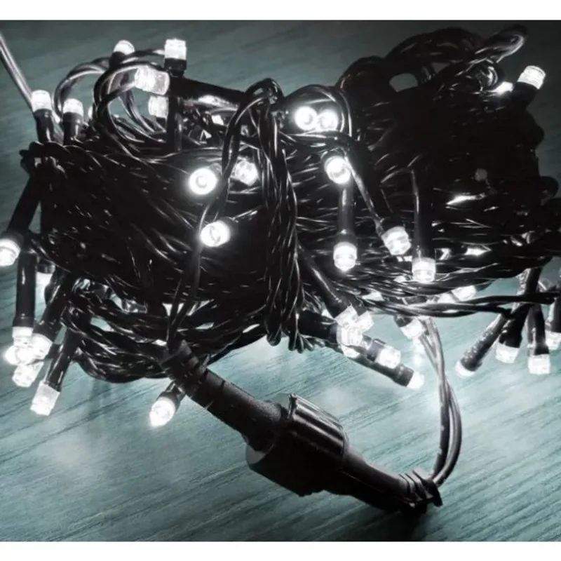 Pisca Fixo 100 Led 10 Metros 110V Branco Frio Fio Verde
