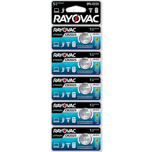 BATERIA RAYOVAC LITHIUM REF: CR2025 COM 5 UNIDADES - RAYOVAC