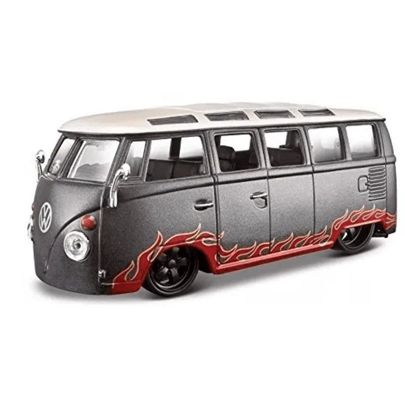 Miniatura - Carro - Volkswagen Van Samba - 1:24 - Maisto Design - BRANCO/CINZA Maisto