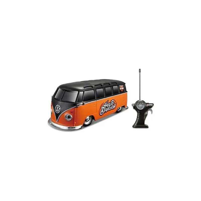 Carro - Controle Remoto - Volkswagem Van Samba 1:24 - PRETO/LARANJA Maisto