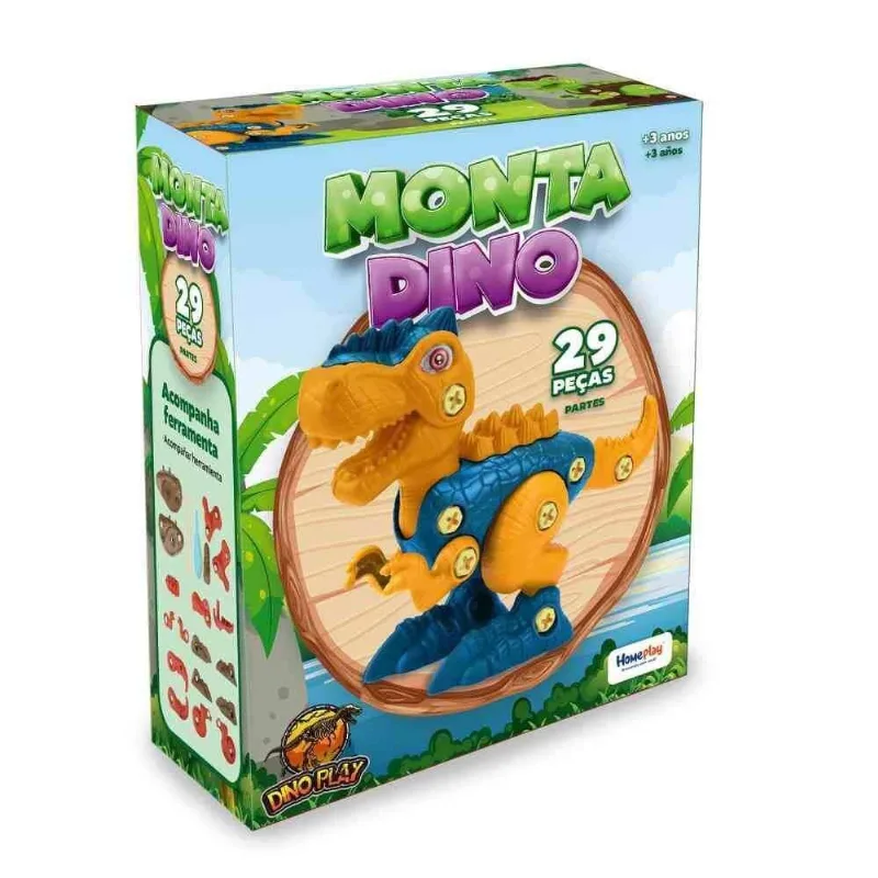 Blocos de Montar Educativo Xplast Dino T-Rex Playduo 29 Peças