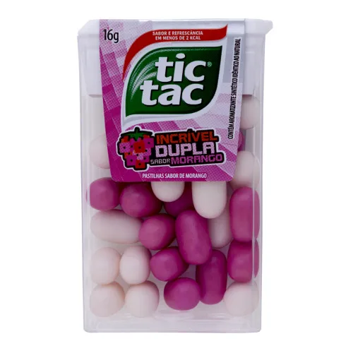 Pastilha Morango Incrível Dupla Tic Tac Caixa 16g - TIC TAC - Mercearia
